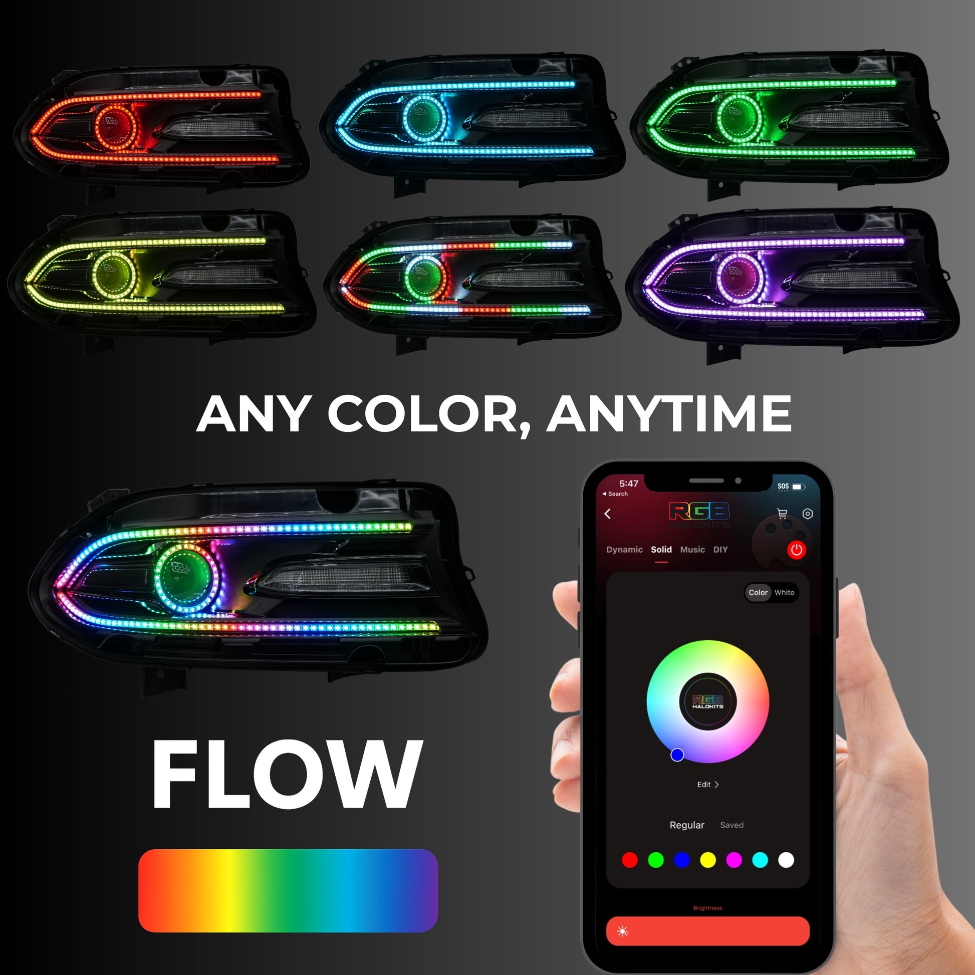 Dodge Charger: Multicolor Flow Series Halo Headlights (2015–2024) - image 2
