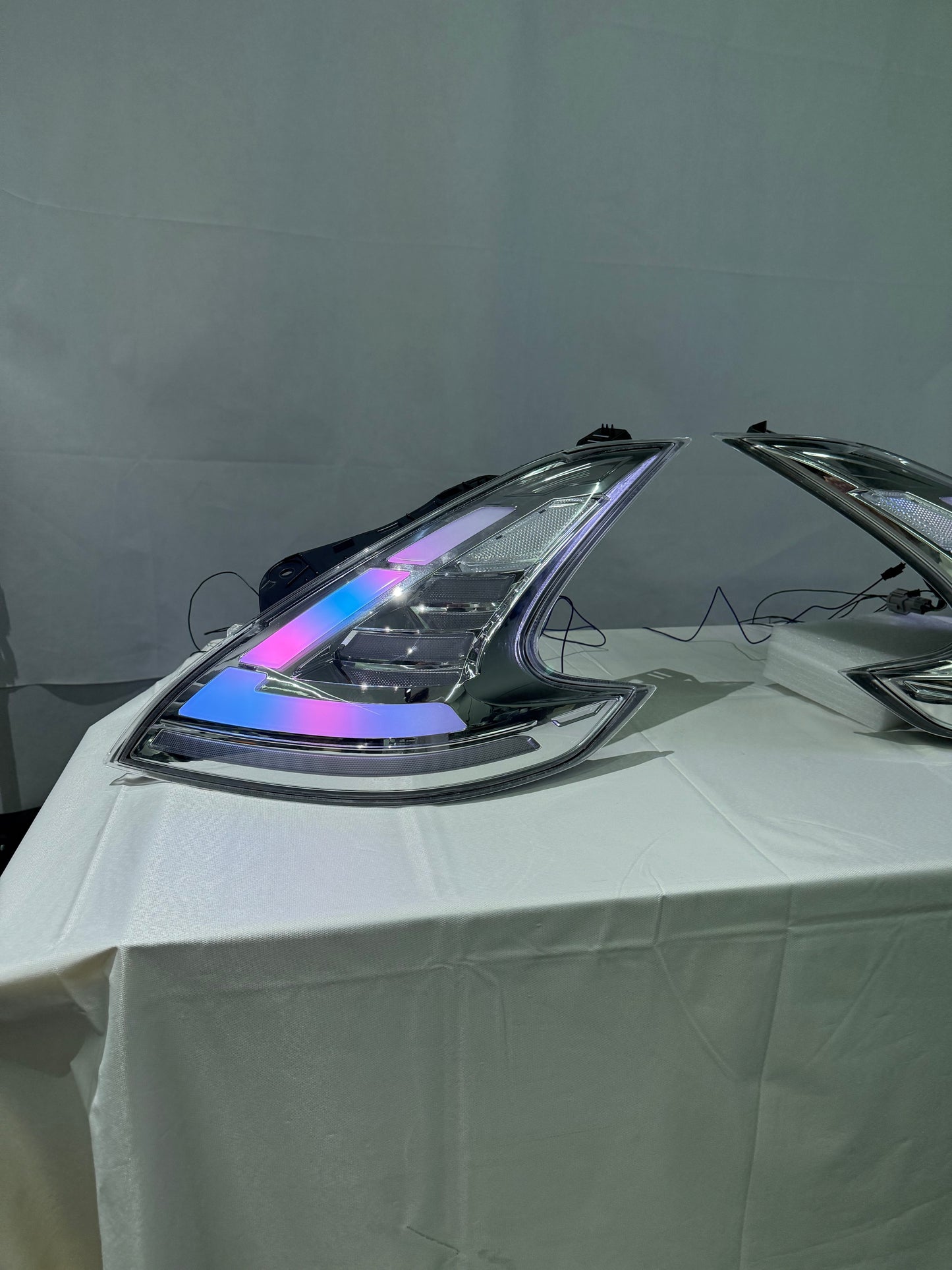 Nissan 370Z RGB LED taillights clear lens close up