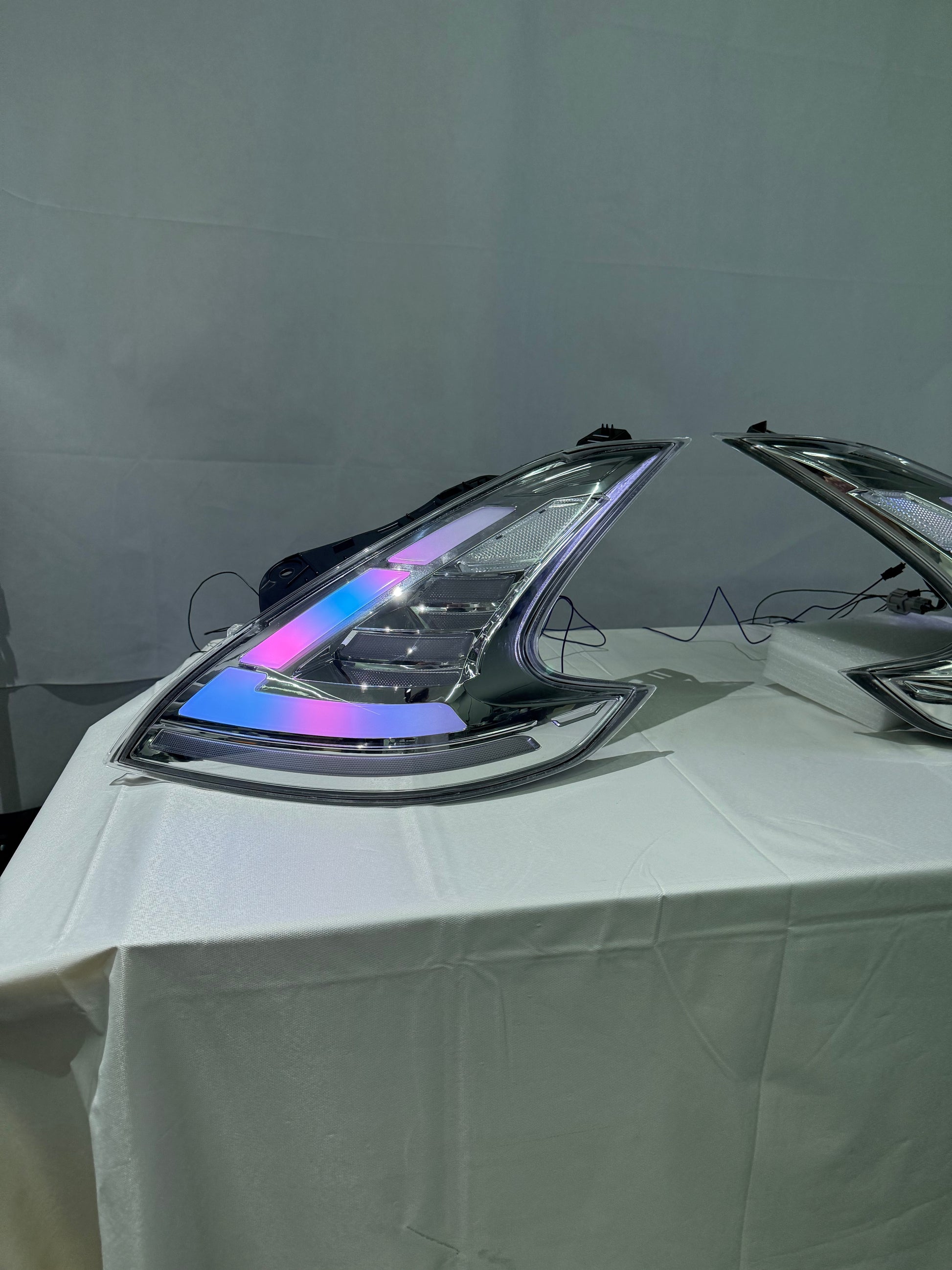 Nissan 370Z RGB LED taillights clear lens close up