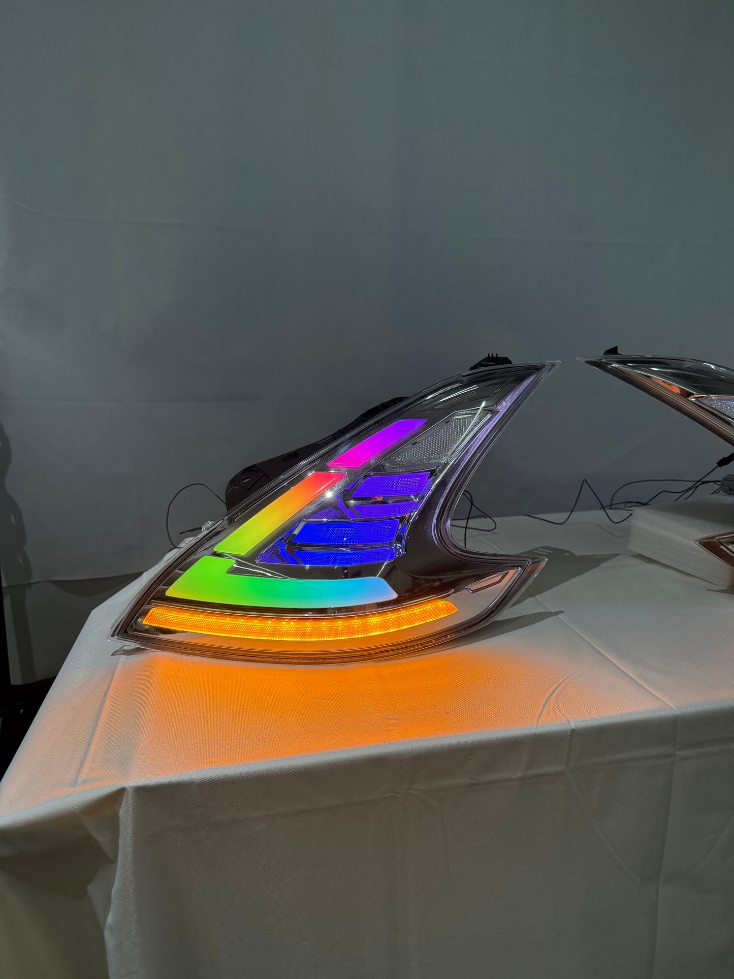 Nissan 370Z RGB LED taillights rainbow light close up