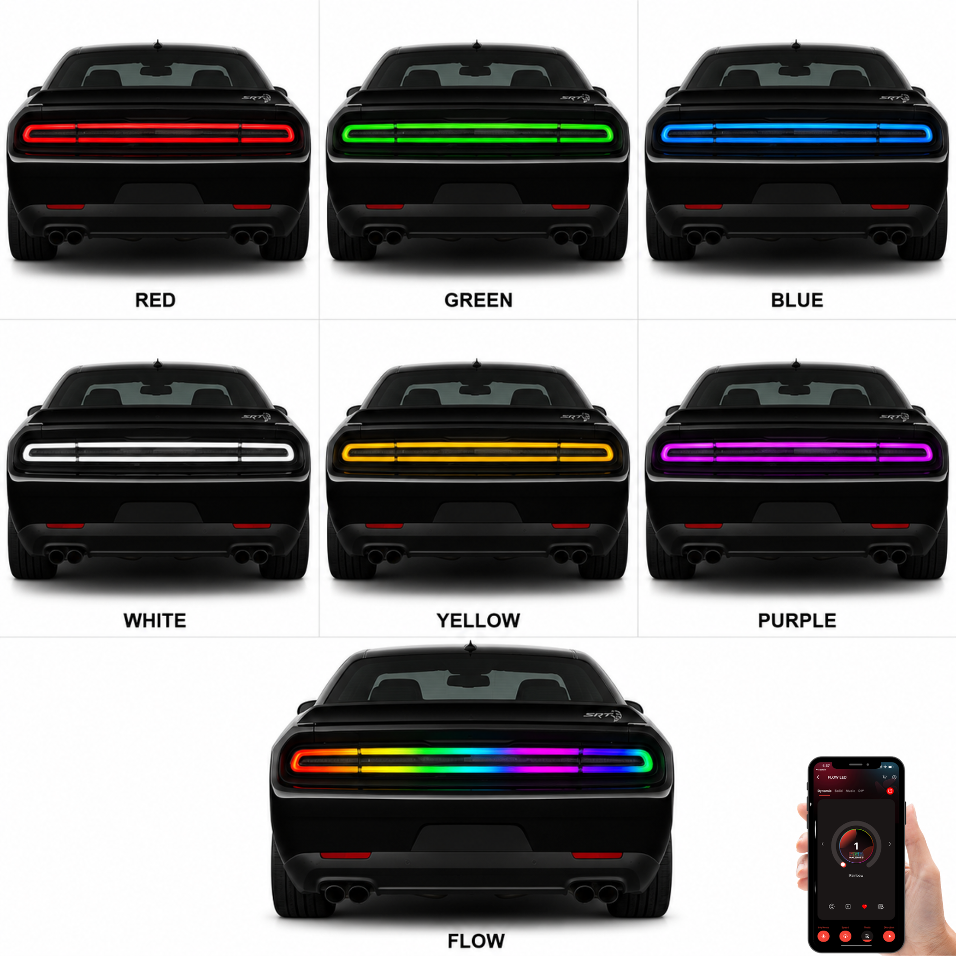 Dodge Challenger: Flow Series Multicolor Tail Lights (2015-2024) - image 7