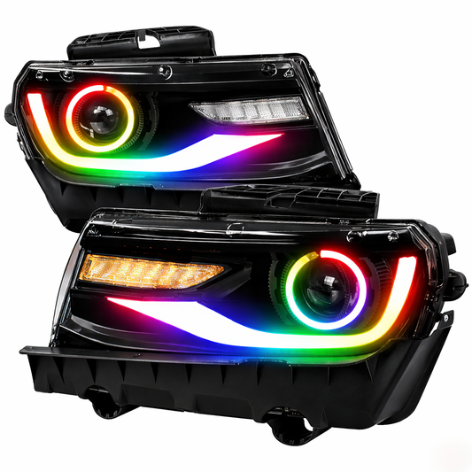 Chevrolet Camaro: Multicolor Flow Series Headlights with Halos (2014-2015)