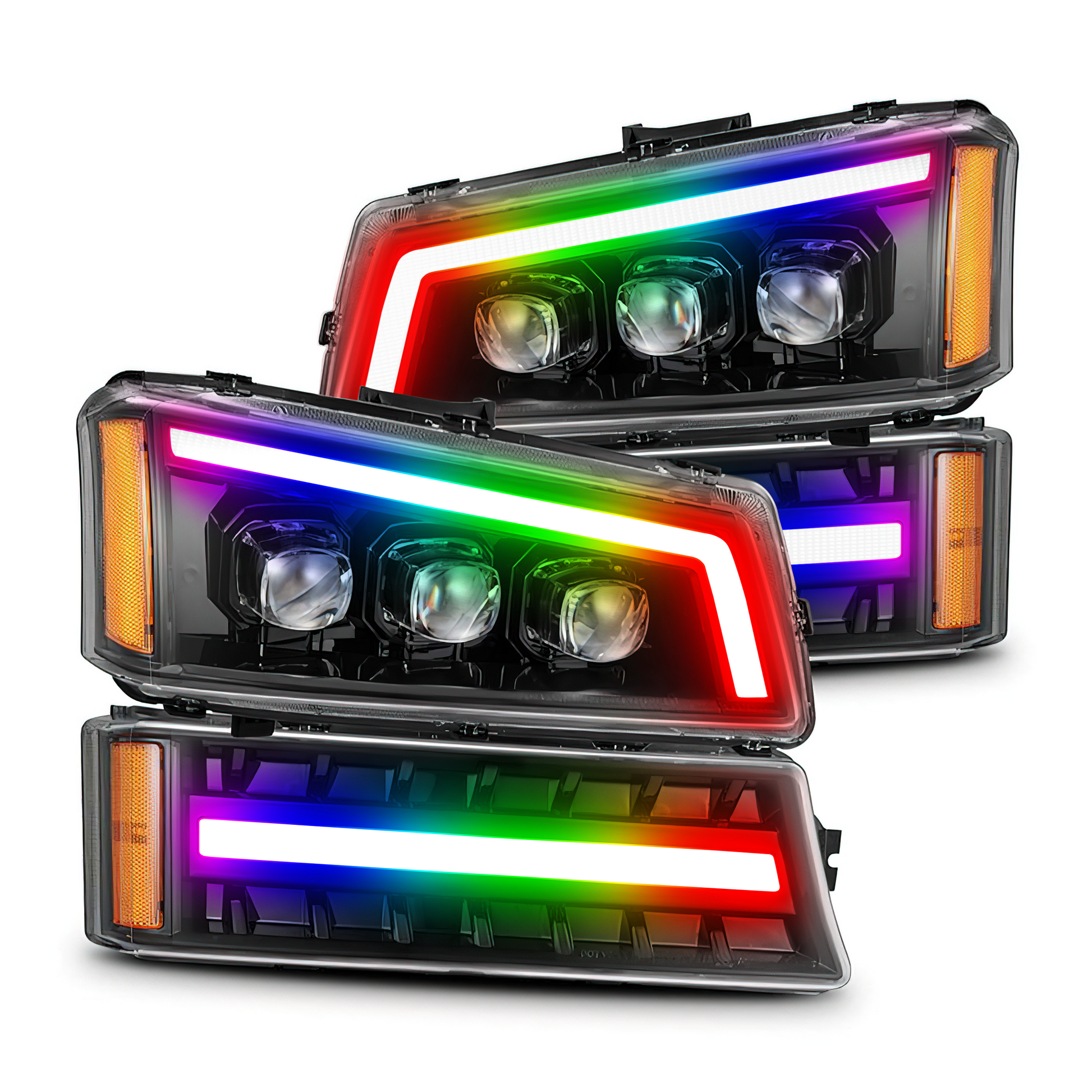 Chevrolet Silverado: Multicolor Flow Series Nova Alpha Black Headlights (2003-2006)