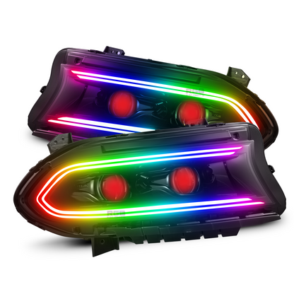 Dodge Charger: Multicolor Flow Series LUXX-Series LED Projector Headlights + Demon Eyes (2015–2024) - image 12