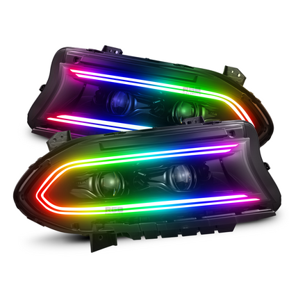 Dodge Charger: Multicolor Flow Series LUXX-Series LED Projector Headlights + Demon Eyes (2015–2024)