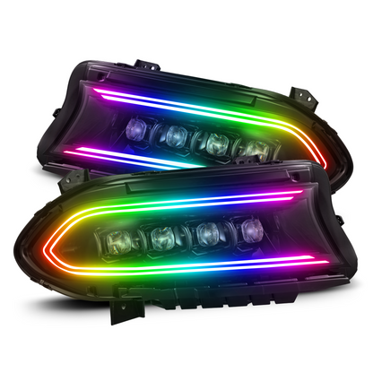Dodge Charger: Multicolor Flow Series NOVA Headlights + Demon Eyes (2015–2024)
