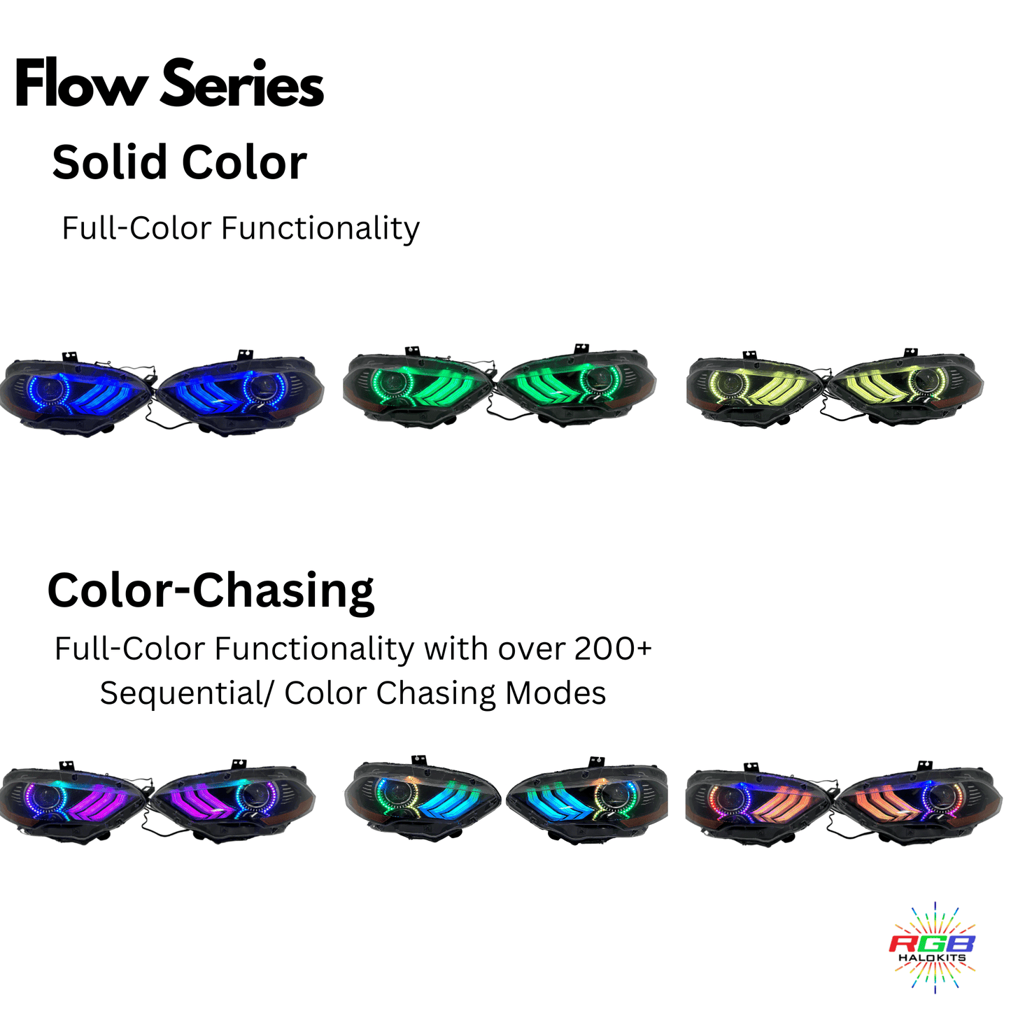 (2018-2023) Ford Mustang: Multicolor Flow Headlights w/ Halos - image 10