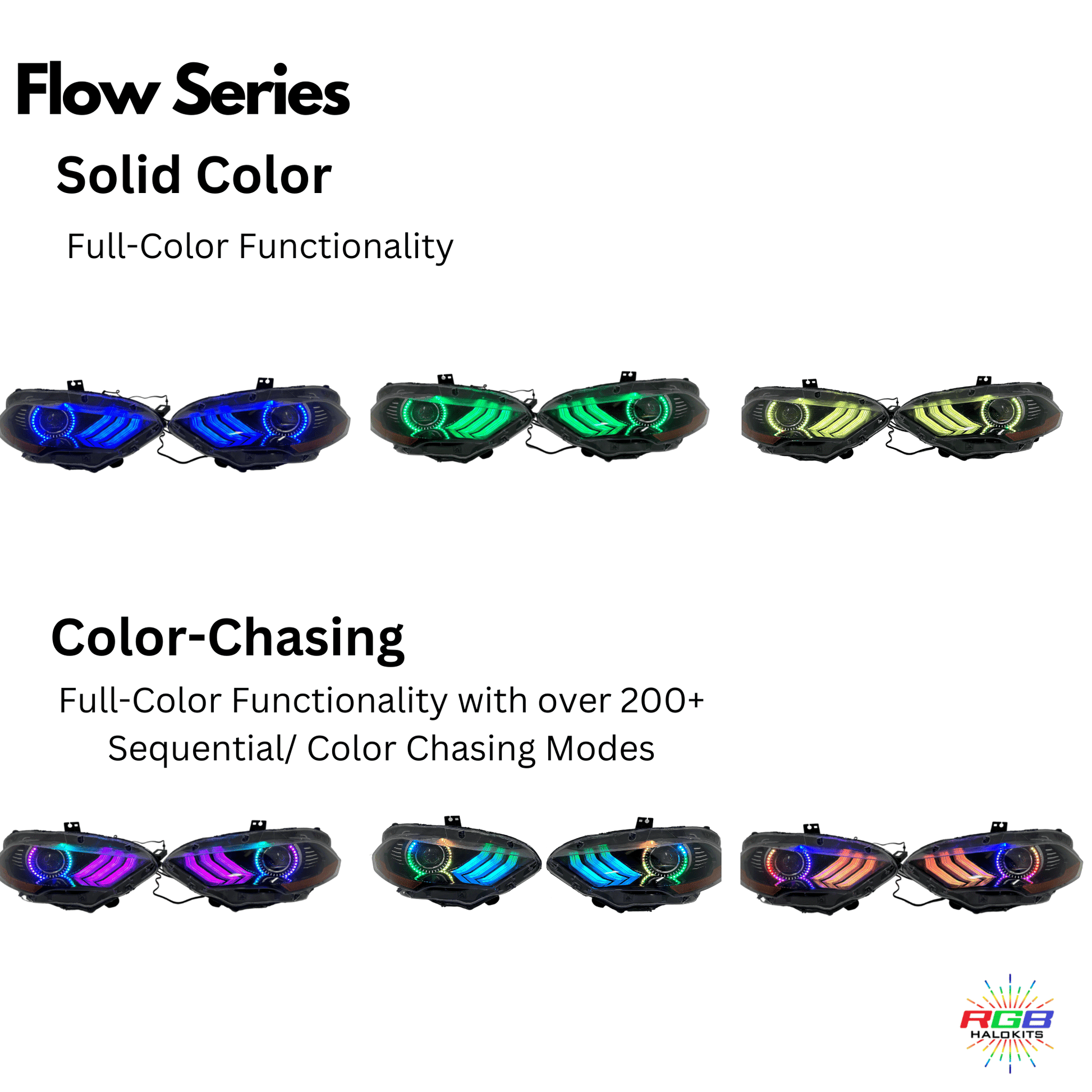 (2018-2023) Ford Mustang: Multicolor Flow Headlights w/ Halos - image 10