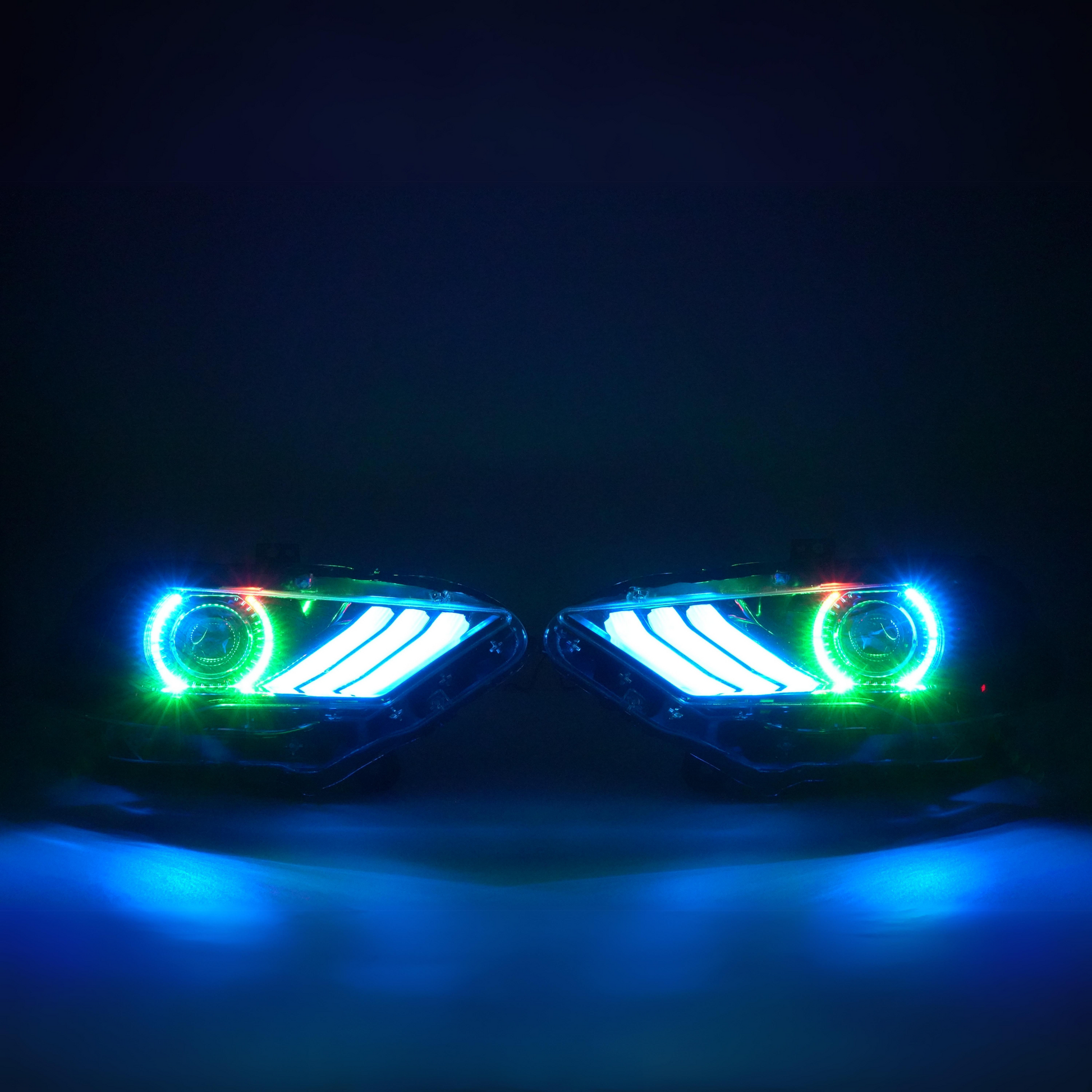 (2018-2023) Ford Mustang: Multicolor Flow Headlights w/ Halos - image 15