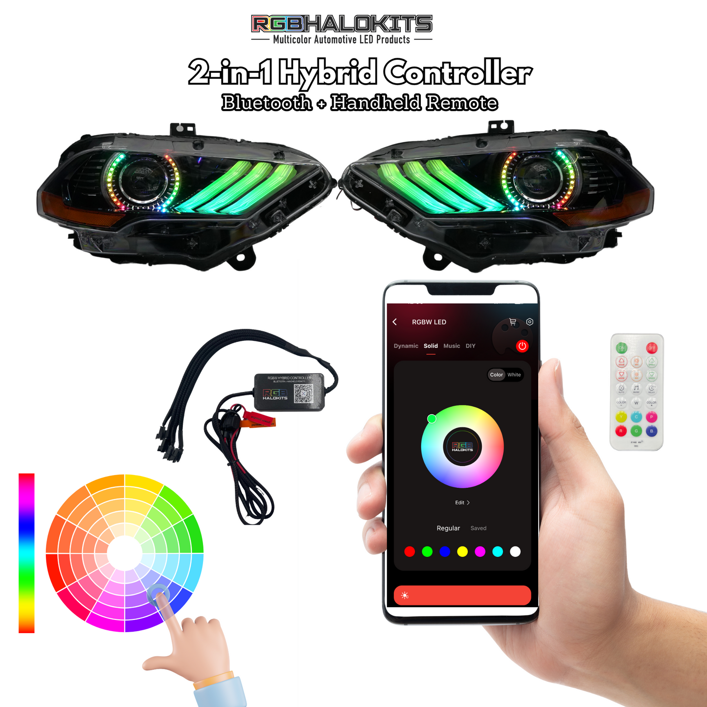 (2018-2023) Ford Mustang: Multicolor Flow Headlights w/ Halos - image 9