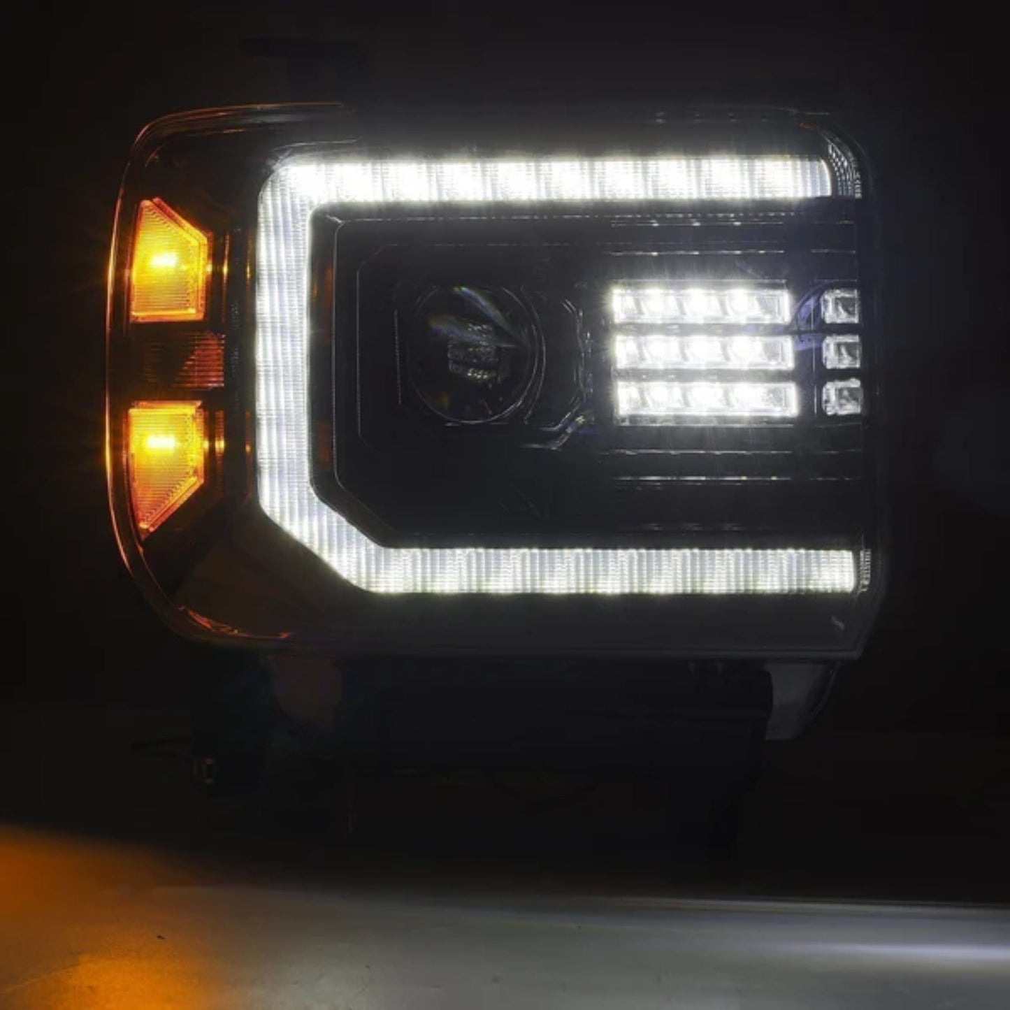 GMC Sierra: Multicolor Flow Series Alphablack Headlights (2014-2018) - image 5