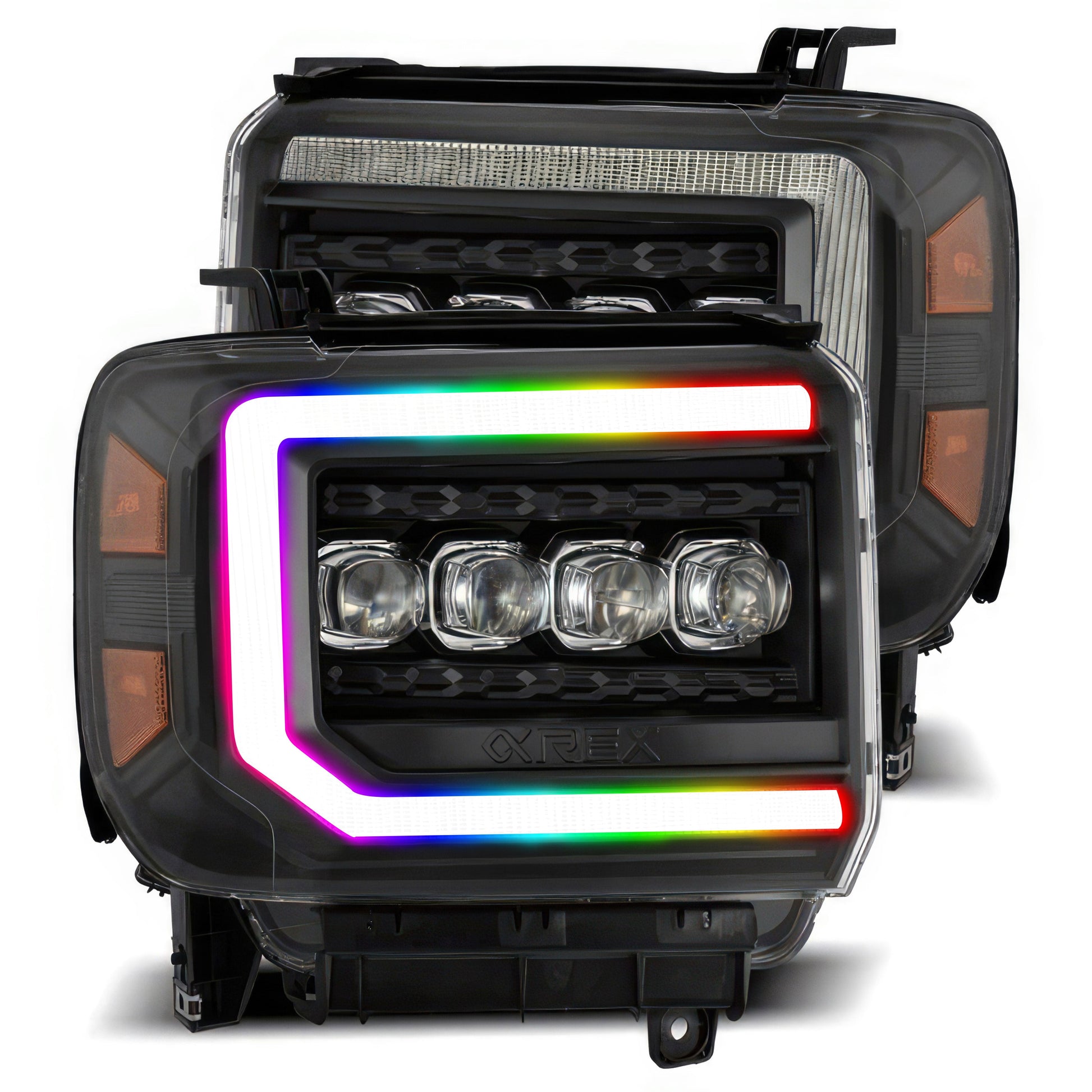 GMC Sierra: Multicolor Flow Series Alphablack Headlights (2014-2018)