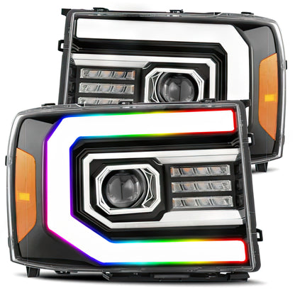 GMC Sierra: Multicolor Flow Series Jet Black Headlights (2007-2013) - image 4