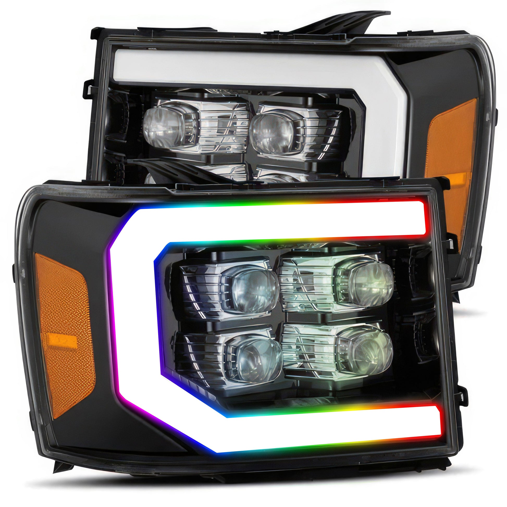 GMC Sierra: Multicolor Flow Series Jet Black Headlights (2007-2013)