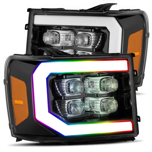 GMC Sierra: Multicolor Flow Series Jet Black Headlights (2007-2013)