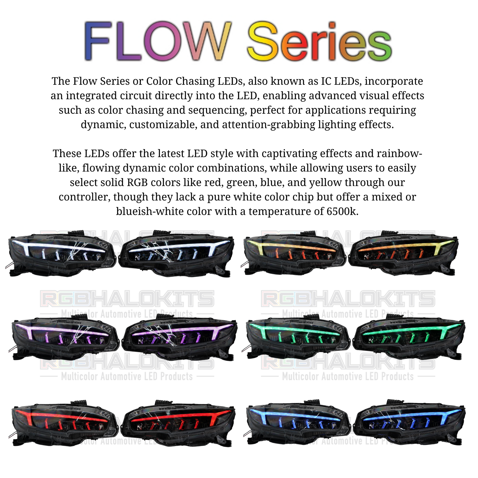 Honda Civic: Multicolor Flow Series Headlights (2016-2021) - image 6
