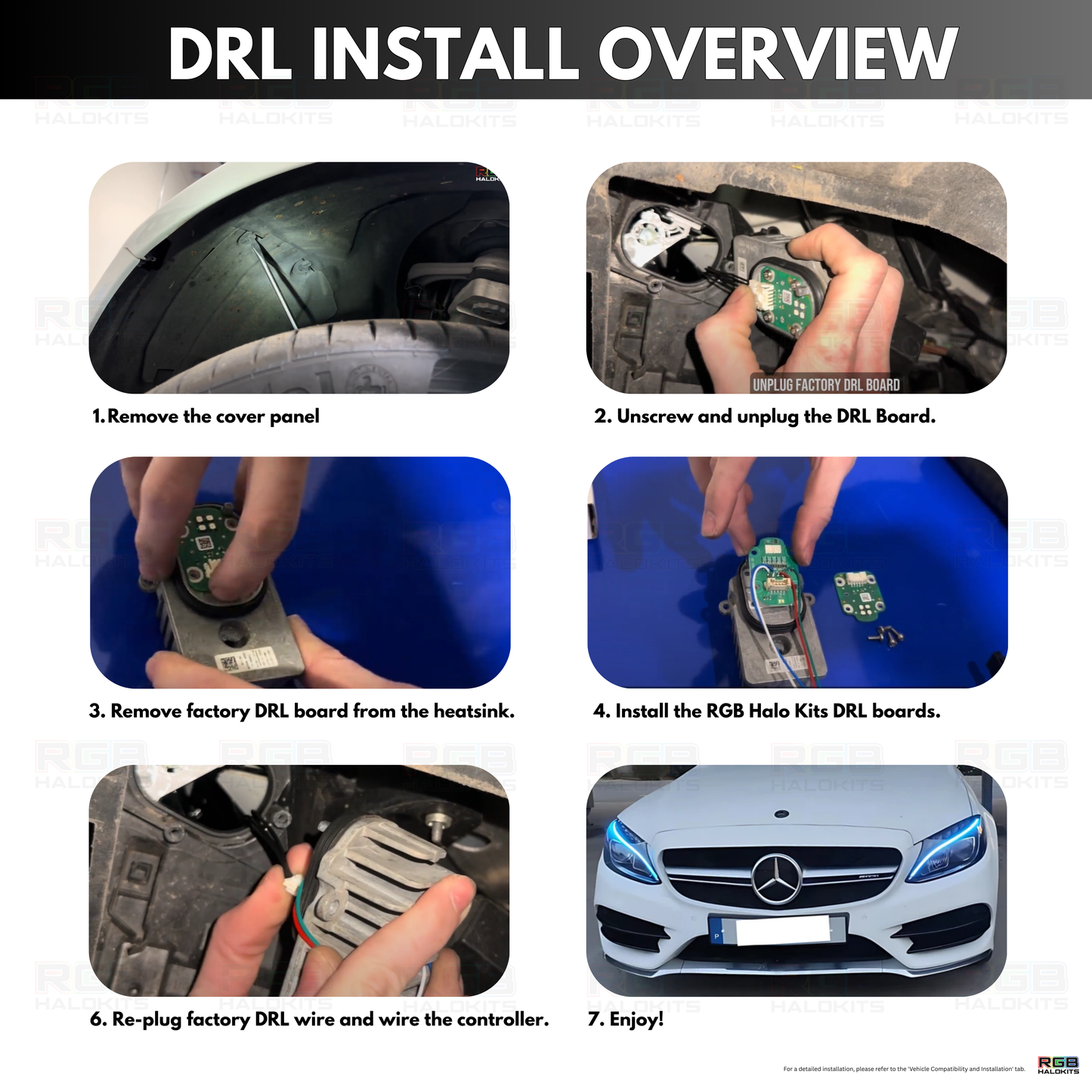 Mercedes Benz C-Class RGBW Multicolor DRL Boards (2015-2023) - image 6