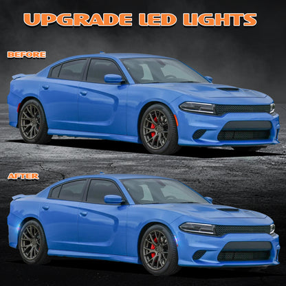 Dodge Charger LED side marker before and after install example