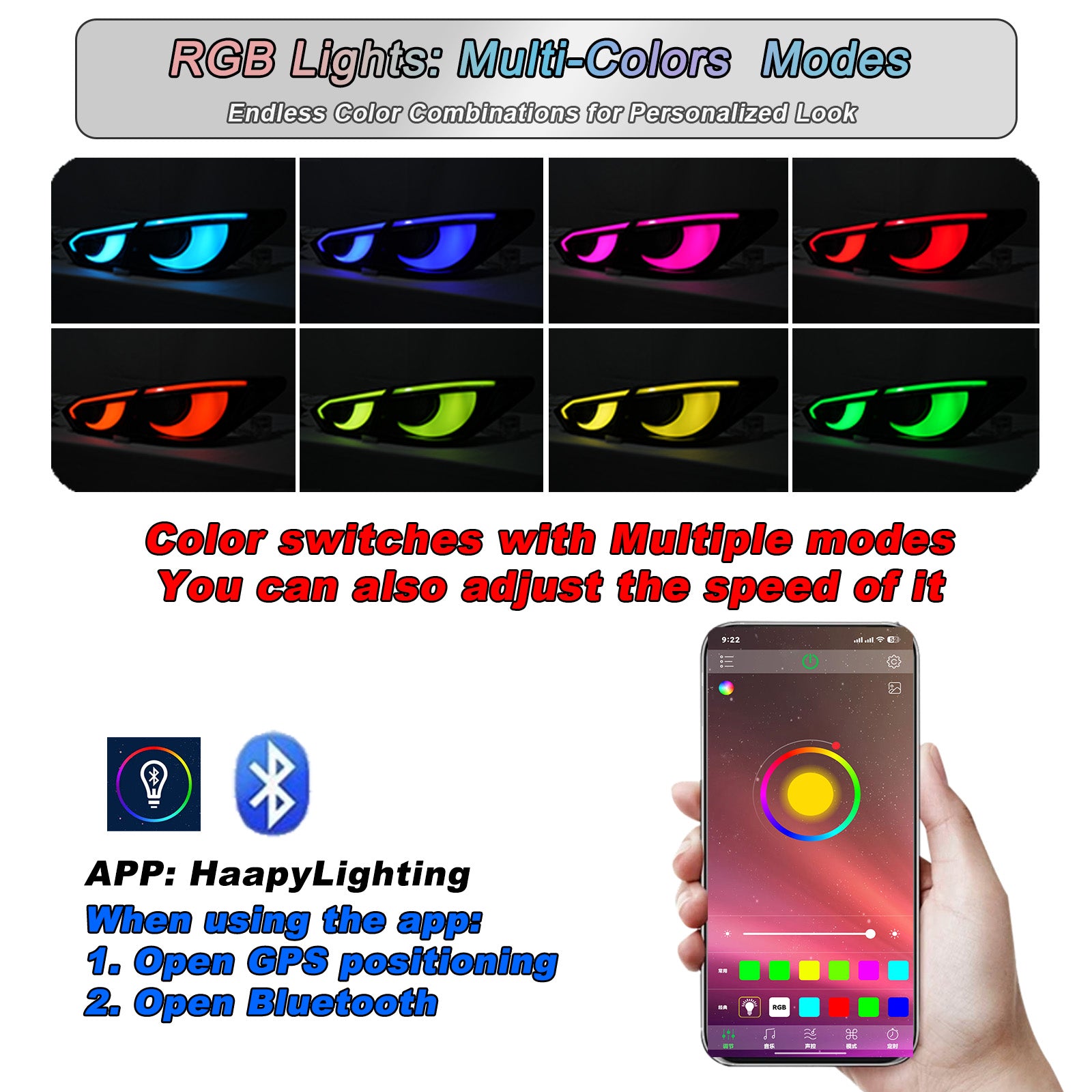 Infiniti Q50 Hawkeye RGB tail lights app control and color modes